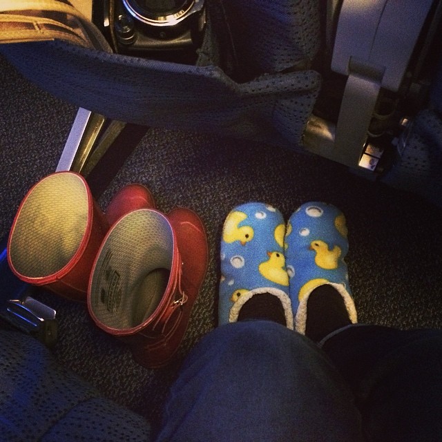 Happy to be modelling my new #LucyDuck inspired slippers for your inflight entertainment, courtesy of #AuntWonderfful! #roamancing
