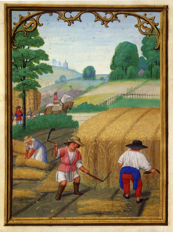 August- Moving Wheat, Binding Sheaves Da Costa Hours, in Latin ...