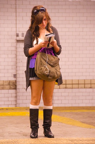 newyork sunglasses subway reading book ipod boots manhattan purse shorts irt shortshorts