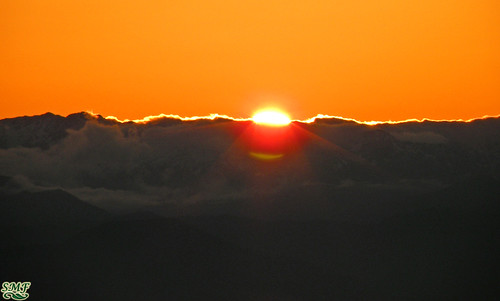 sunset orange mountains clouds