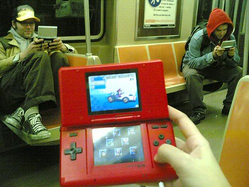 mario kart ds wifi-ing it on the g train, biatches! | by lia