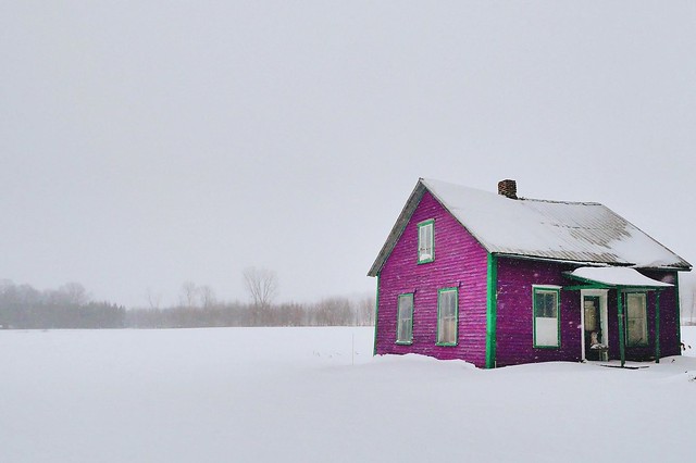 Little pink house in rural Canada