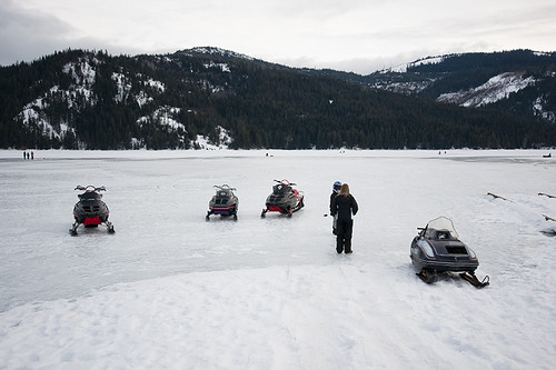people usa sunlight snow outside person unitedstates outdoor sony naturallight idaho twinlakes snowmobile frozenlake a700 sonya700