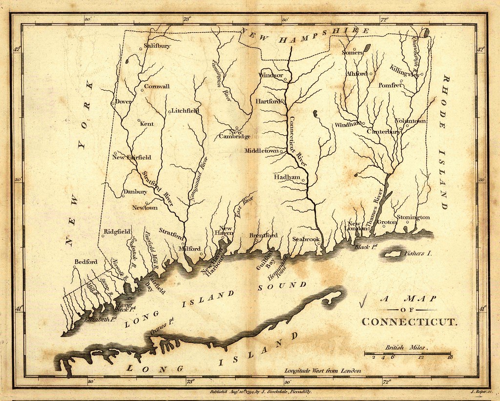 A map of Connecticut
