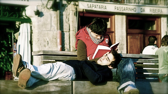 Romantic couple in Porto, Portugal.