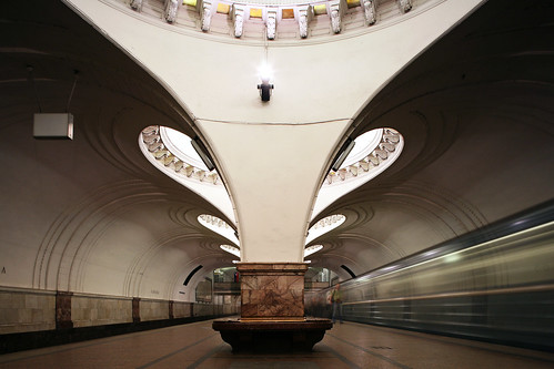 K. N. Iakovlev, V. G. Polikarpova, V. M. Andreev, Sokol Metro Station, Moscow. Opened in 1938 by rpa2101