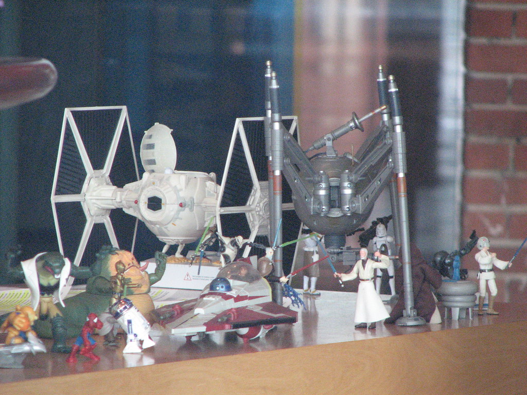 Star Wars toys on reception desk