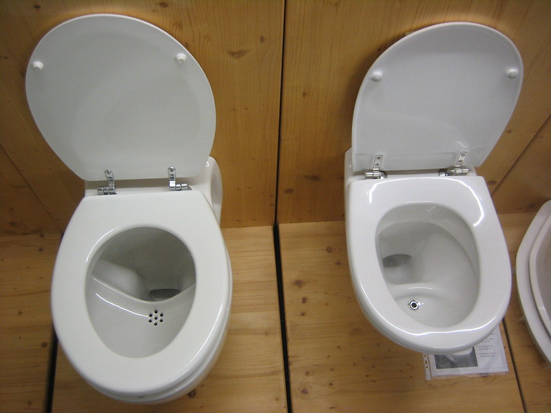 Urine-diversion flush toilets