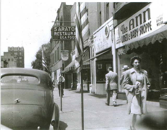 Sidewalk scene, East Market St., Warren, Ohio, circa 1950's