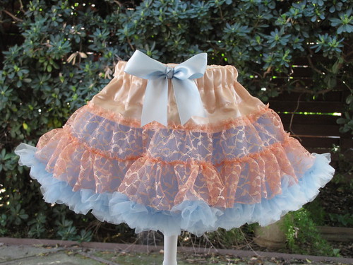 Light Blue and Peach Lace Pettiskit | by twinstitches