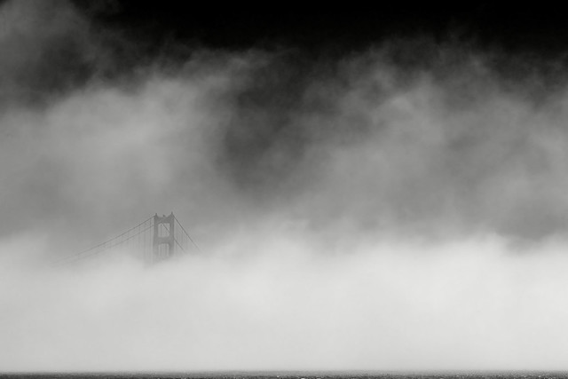 Golden Gate Bridge_South Tower in Fog_San Francisco