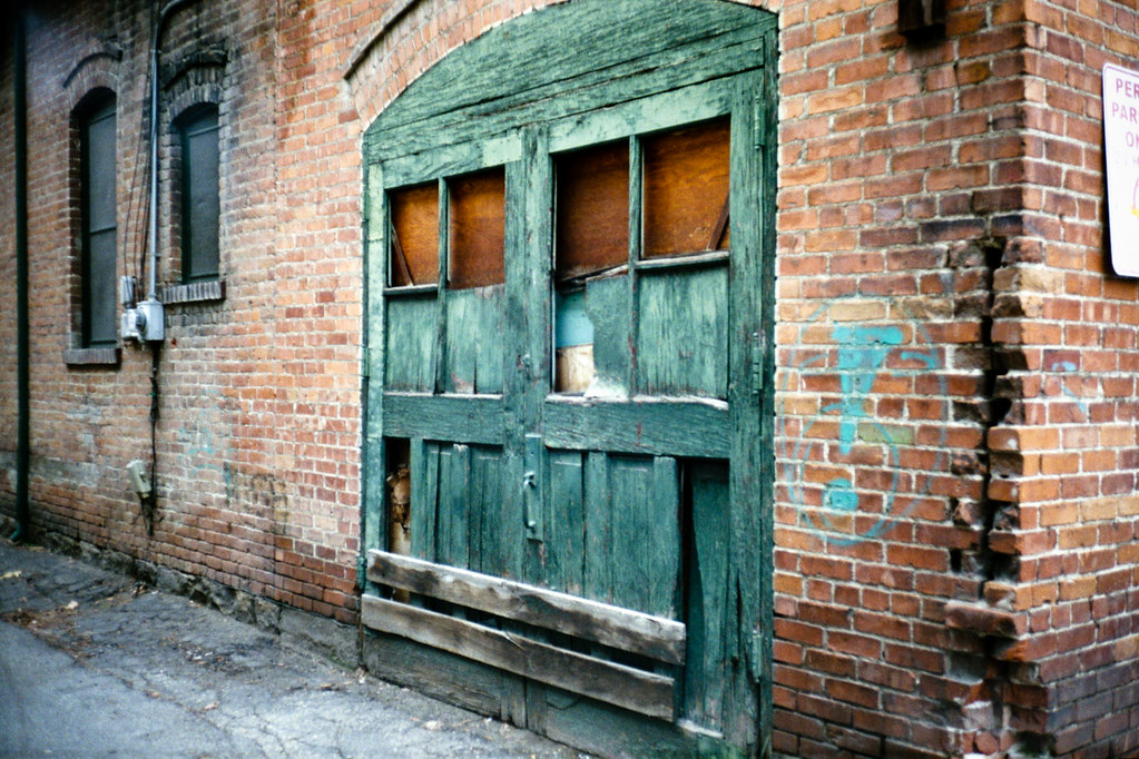 Old green door by mori_blur