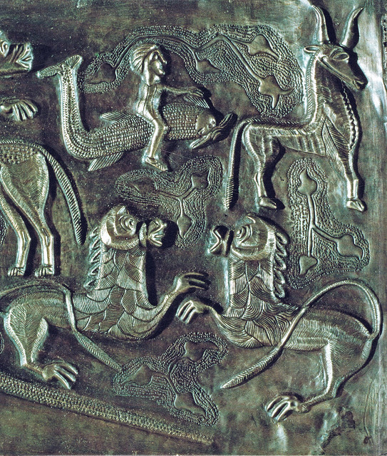 boy riding a fish (detail from Cernunnos plate)