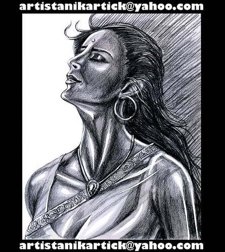 DRAWING in PENCIL and PENCIL SHADING of INDIAN WOMEN -03 - Chennai Animation Artist ANIKARTICK