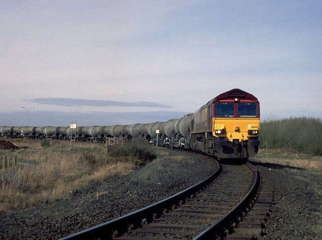 66 001 at Meadowhead Junction, Ayrshire.