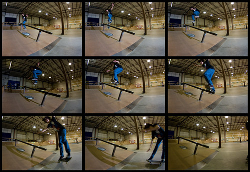 ben flash rail skatepark skate skateboard handrail sequence thepark strobist kickflipfrontsideboardslide