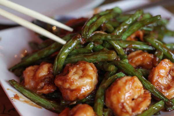 Chinese Food-Shrimps with String Beans 虾仁炒四季豆