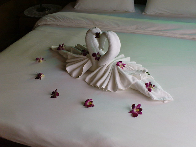 Pair Swans Towels At KaiBae Resort Koh Chang Thailand