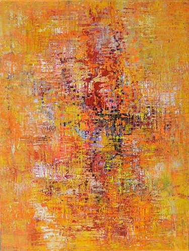 Fine textured marks within orange and yellow