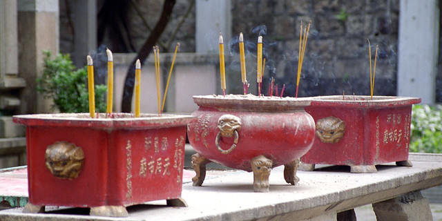 Incense burning in a Hong Kong temple