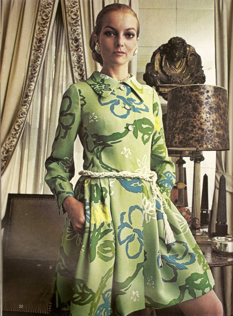 After Five Dress By James Galanos | Green printed silk.Sprin… | Flickr