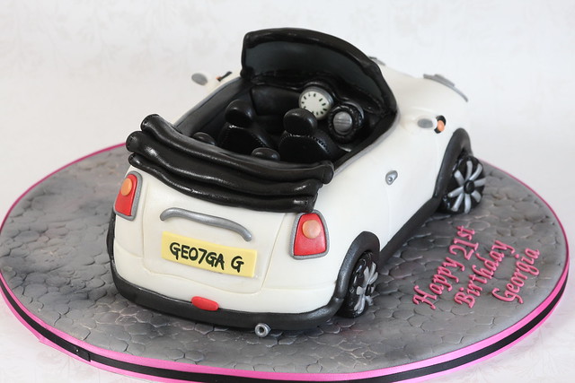 Rear view of convertible mini cake
