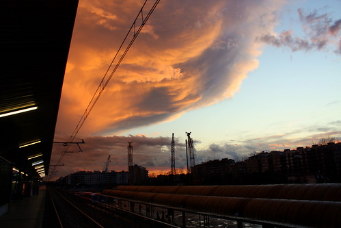 sunset clouds spain afterstorm catalonia girona railwaystation catalunya gerona cloudsstormssunsetssunrises