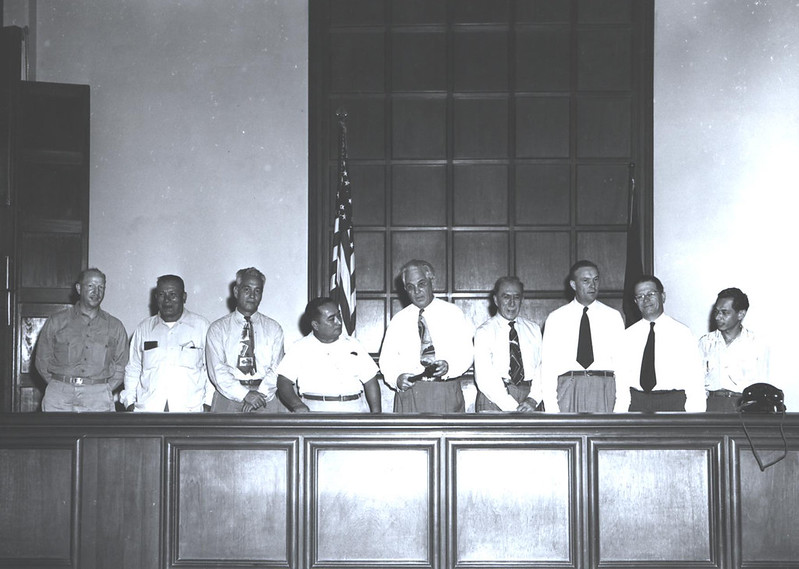 Francisco B. Leon Guerrero, fourth from left, and Antonio B. Won Pat, far right, were the delegates sent to Washington to push for the Organic Act for Guam, 1950.

Micronesian Area Research Center (MARC)