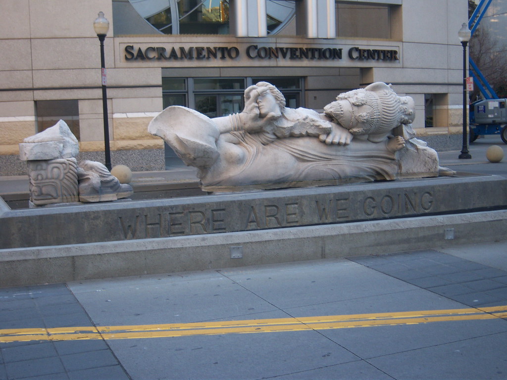 'Where Are We Going' sculpture outside the Sacramento Convention Center
