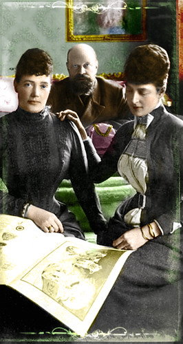 Tsar Alexander III, Tsarina Maria Feodorovna & her sister Queen Alexandra