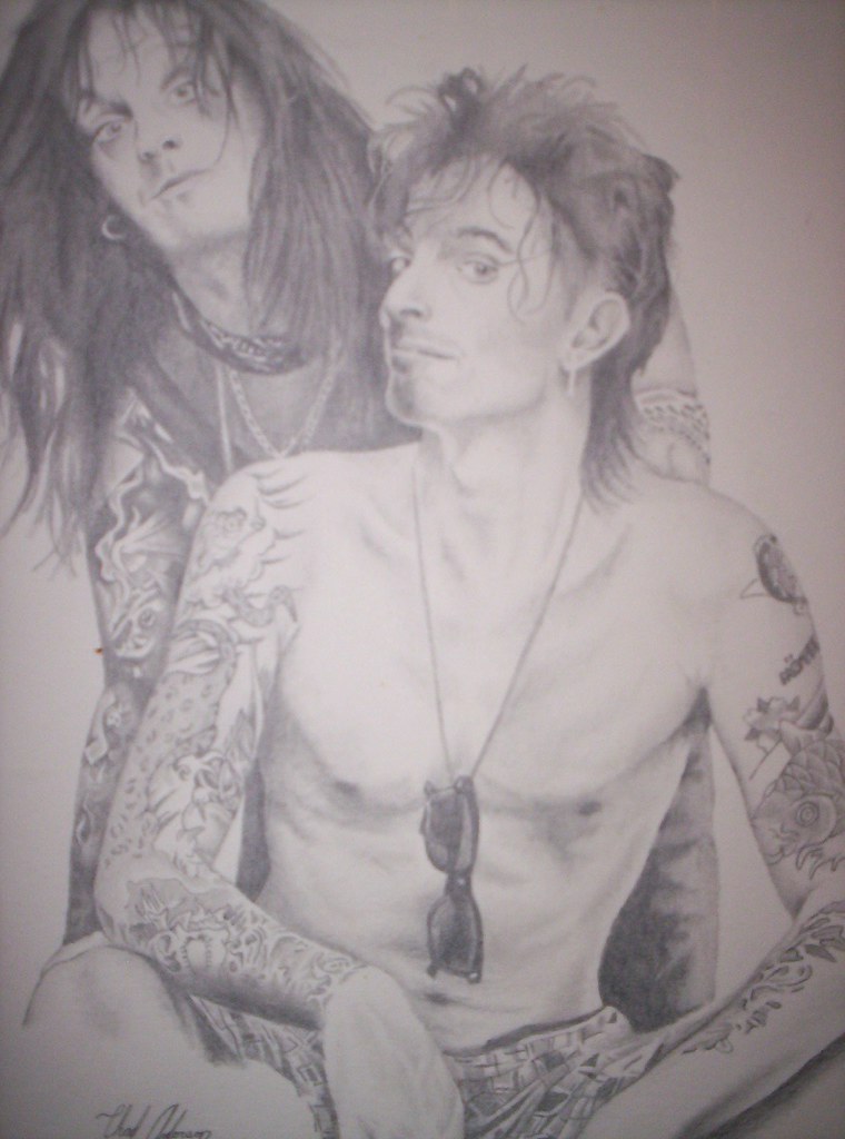 Tommy Lee, Nikki Sixx - Motley Crue | Done in charcoal on Ve… | Flickr