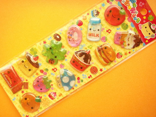Kawaii Cute Q-lia Puffy Shaker Sticker Tiny Beads Inside Japan