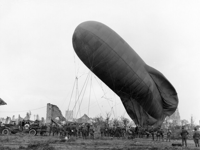 An observation balloon about to ascend.