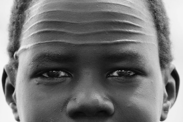 Young boy with Nuer scars