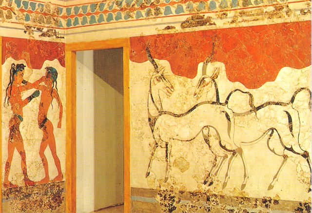 Ancient Greek wall painting postcard