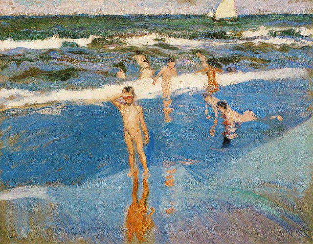 Joaquín Sorolla y Bastida: Niños en el mar (Playa de Valencia) [1908]