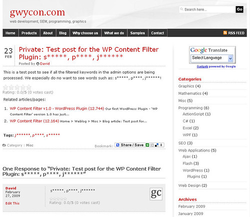Main site page | by gwycon