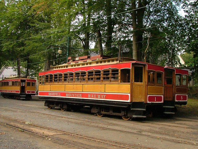 Snaefell Mountain Railway cars at Laxey