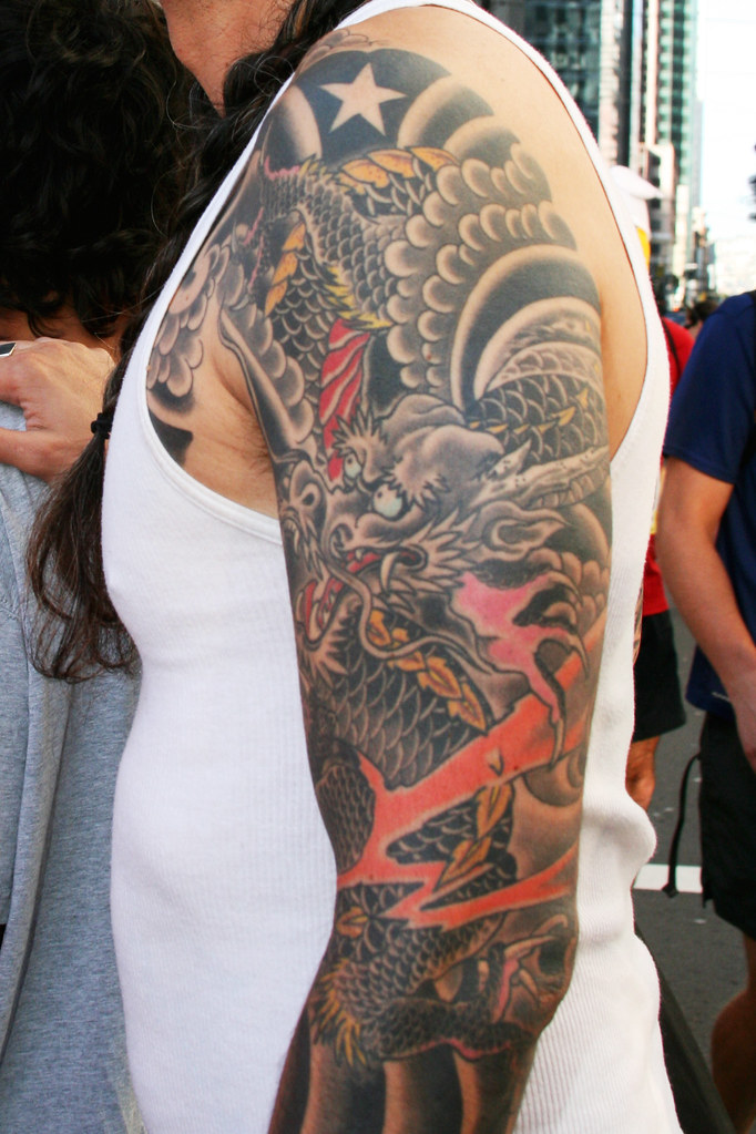 Full Sleeve Arm/Bone Blue Flying Dragon – Tattoo for a week