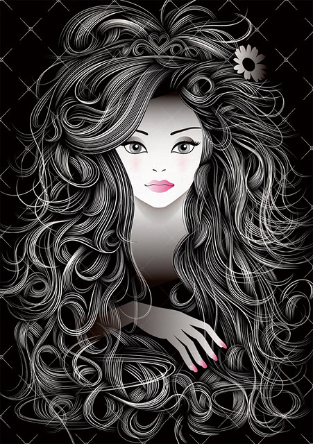 Girl with long hair for Interior poster
