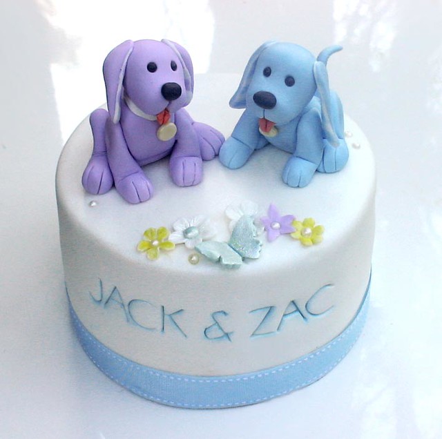 Jack & Zac Christening Cutting Cake