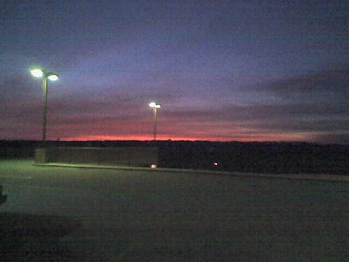 #Winter #Sunset - #Birmingham, AL - h by SouthernBreeze, Trinity Medical Center, upper level parking deckblue light sunset red usa color green rose skyline n