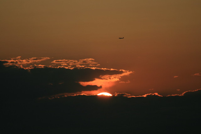 Sunset with Airliner, Whitby, Ontario