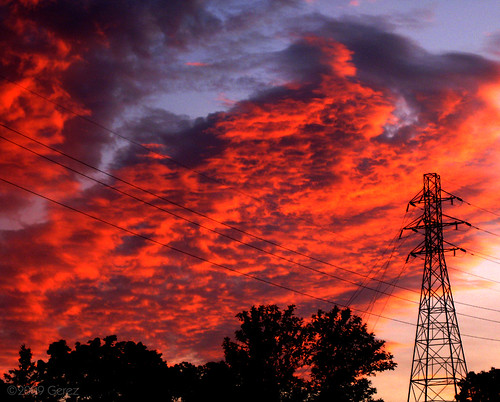 sunset sky lines minnesota electric clouds power hastings transmission