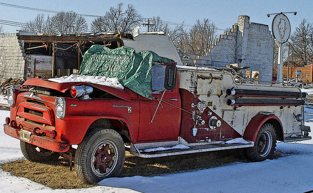 Fire Truck postcard Ford Pumper Ischua New York unposted