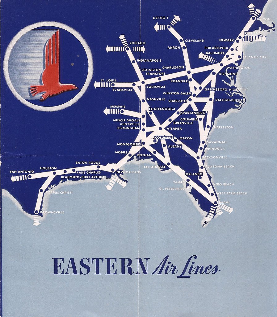 Eastern Airlines route map - 1946