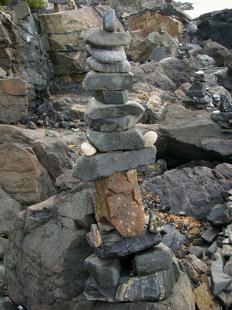 Stone sculptures at York Harbor Beach
