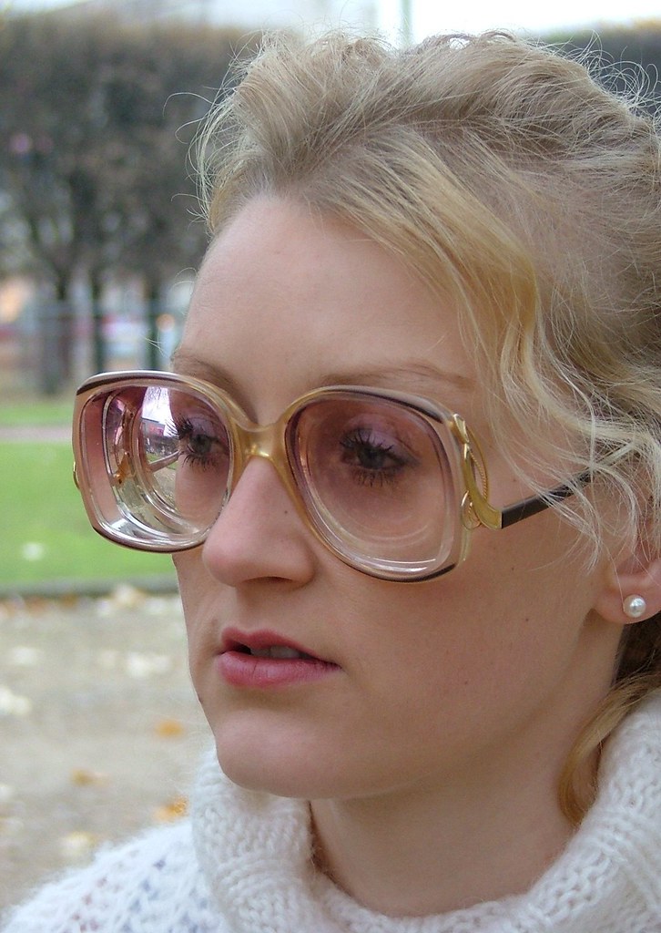 Laet - HOT blonde girl wearing strong drop temple glasses - a photo on ... People With Thick Glasses