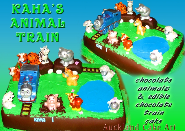 ANIMAL TRAIN CHOCOLATE BIRTHDAY CAKE