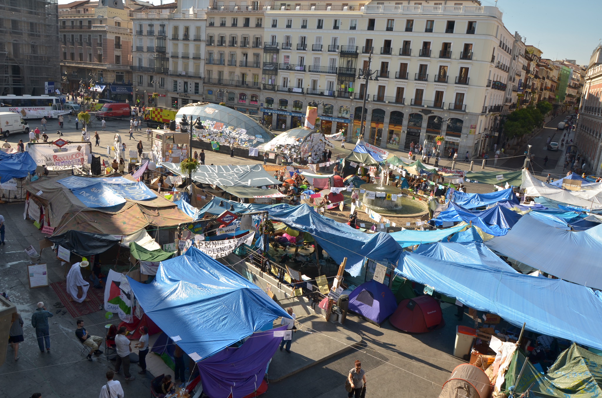 Madrid Protesters Camp in Sol Square, Demand Housing Action